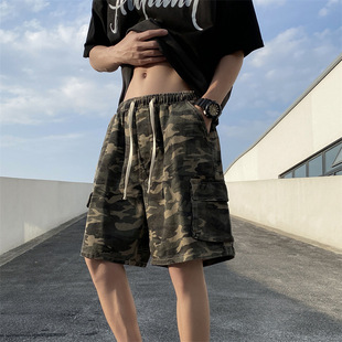 American Retro Work Shorts Men's Summer Trendy Loose Versatile Five-Point Pants High Street Cool Camouflage Casual Mid-Length Shorts
