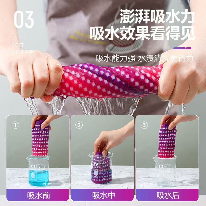 厚みのある吸収性の糸くずの出ないレインボーグラデーションチェック柄の雑巾、キッチンテーブル、ストーブ、食器洗い、カップたわし|undefined