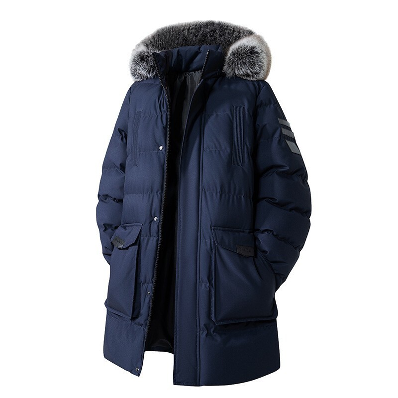 Transfronterizo super-grande plumón de algodón de moda masculina suelta con capuzas de algodón desmontable gorra de cuello de altura chaqueta de algodón gruesa chaqueta