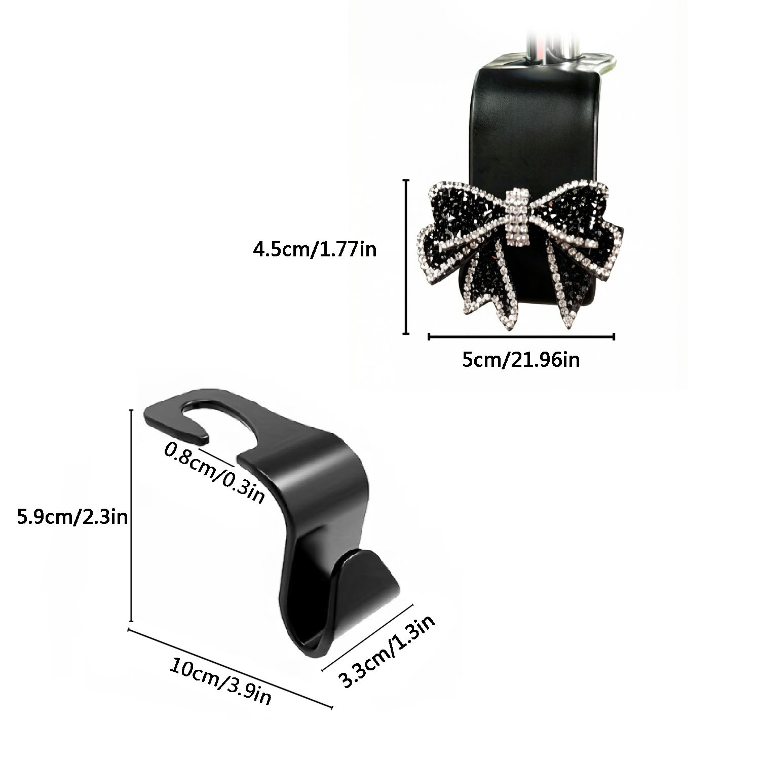 Full Rhinestone Bowknot Car Rear Seat Hook Interior Accessory for Women, Invisible Seat Back Storage Hook