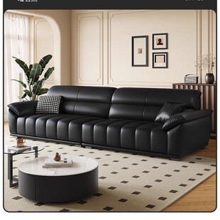 Minimalist Cream Style Italian Piano Sofa Living Room Modern Minimalist Small Apartment Straight Row Top Layer Leather Cowhide Sofa