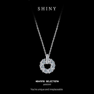 Baojia Full Diamond Small Round Necklace Women's Simple Versatile Clavicle Chain Jewelry Manufacturer Ready Stock S925 Sterling Silver Moissanite