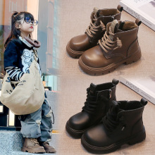2024年秋季爆款中筒马丁靴女宝宝英伦风小皮靴男童皮面休闲鞋子潮