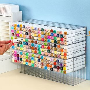 Mark Pen Storage Rack Acrylic Pen Holder Stationery Primary School Kidsren Watercolor Pen Desktop Organization Layered Storage Box