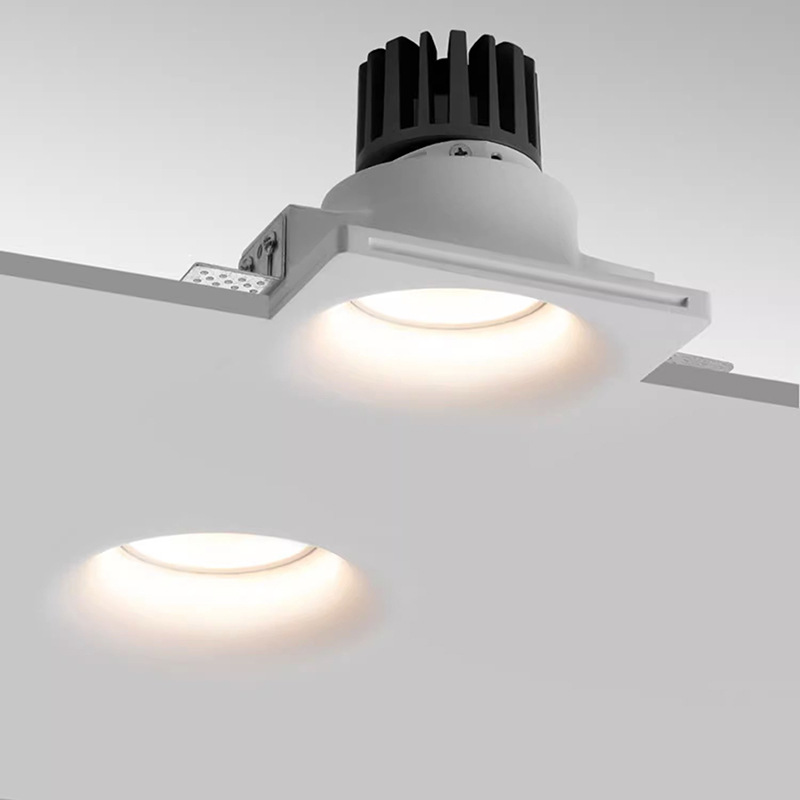 Lamp-free, recessed plaster spotlight with anti-glare feature&mdash;living room and bedroom ceiling light, wall-mounted ambient lighting.