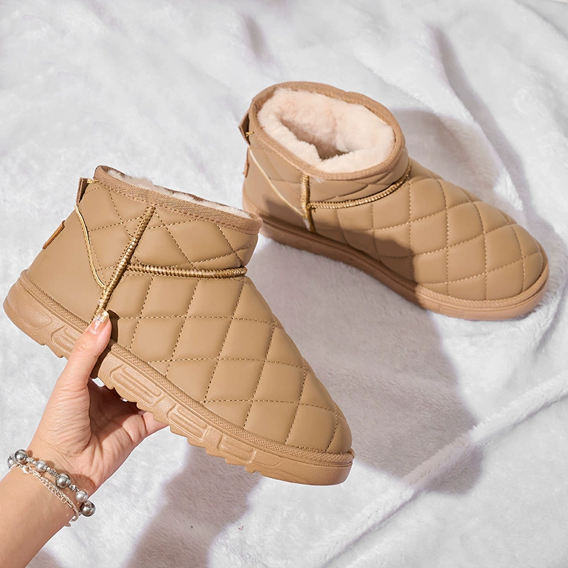 Внешняя торговля зимние новые снежные сапоги женские полосатые хлопчатобумажные туфли с рисунком ромба