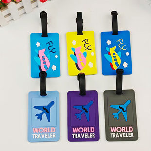 Suitcase, luggage tag PVC, multicoloured airplane, new collection, print