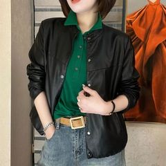 皮衣外套女士短款2025春秋新款韩版小个子宽松休闲洋气减龄皮夹克