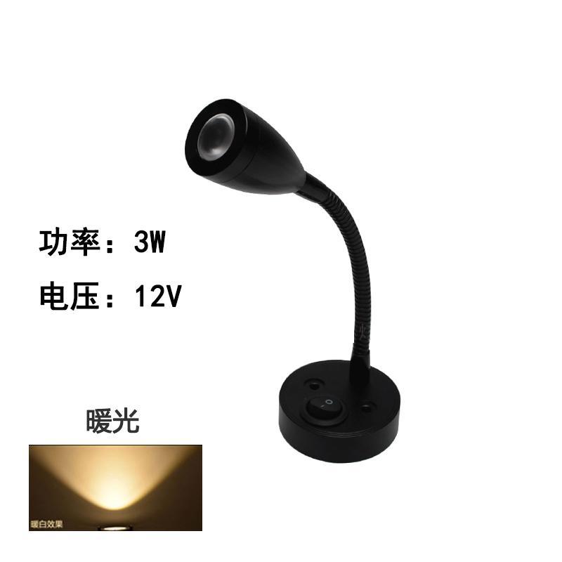 Luz de lectura led para RV, 12V, bajo voltaje, foco giratorio de 360 ​​grados, foco de noche, lámpara de pared, techo, luz blanca cálida, protección para los ojos