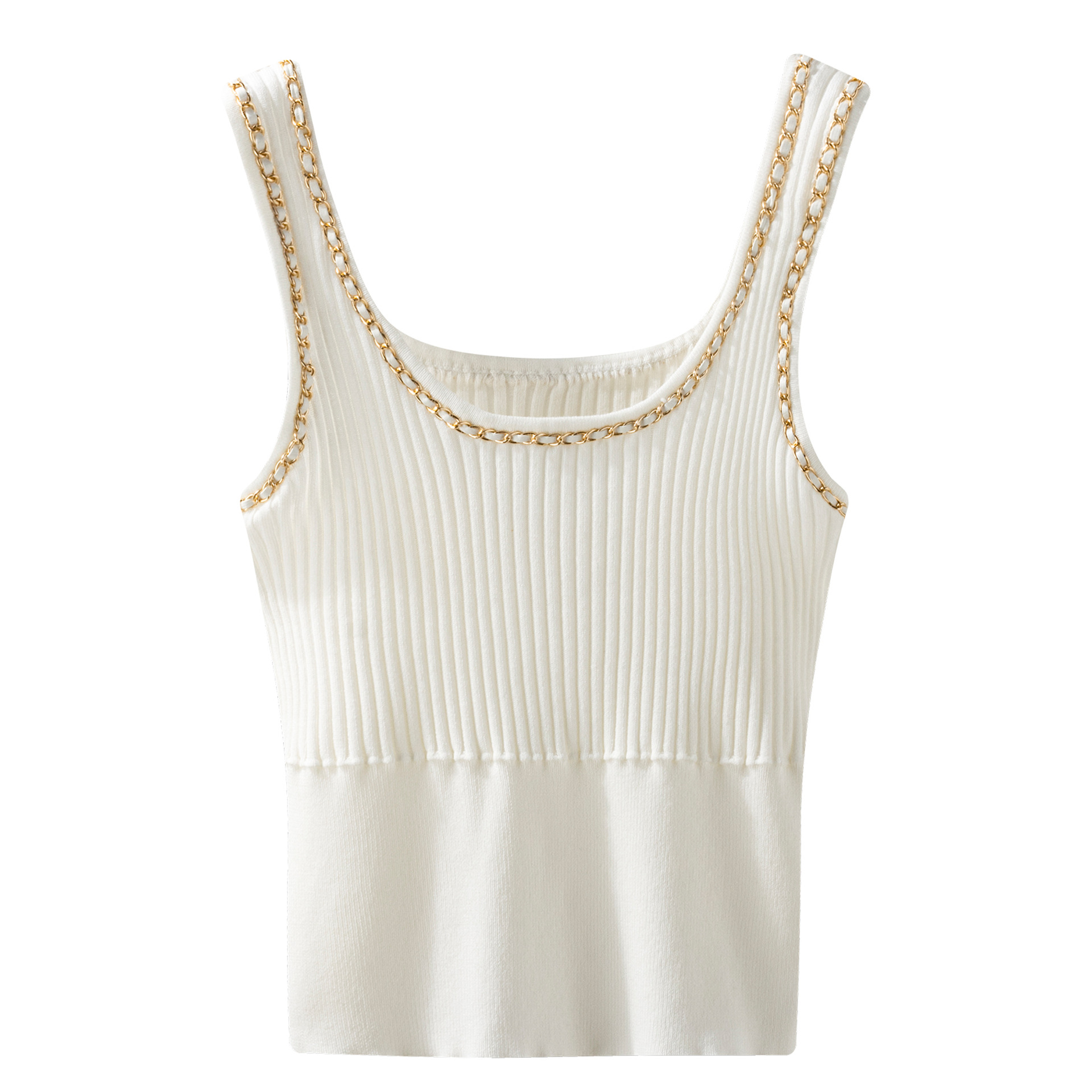 camisole vest summer Sense of design Metal chain have cash less than that is registered in the accounts Sleeveless knitting Internal lap Exorcism Spice Girls