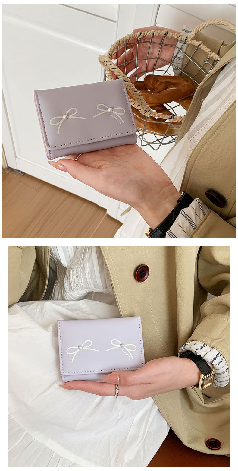 48g Weight Polyester Lining Material Magnetic Buckle Closure Type Small Wallets Bags Type 1 Piece Quantity Holiday, Daily Occasion Pu Leather Material Bow Knot Pattern All Seasons Season Women's Gender Sweet Style Square Shape Women's Bow Knot Pu Leather Magnetic Buckle Wallets 8