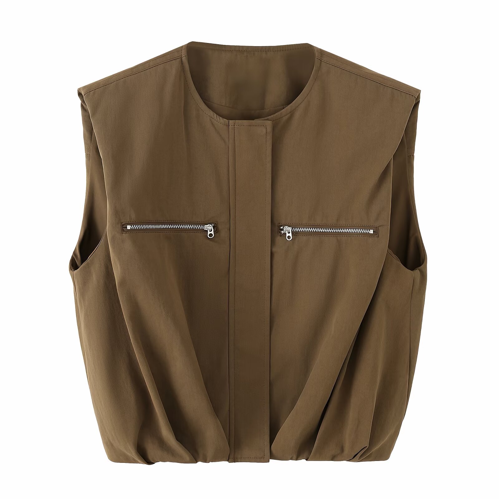 Myst & Za ropa de mujer 2026 primavera nueva moda casual sin mangas con cremallera de cuello redondo con chaleco de hombro 8372093 image 1