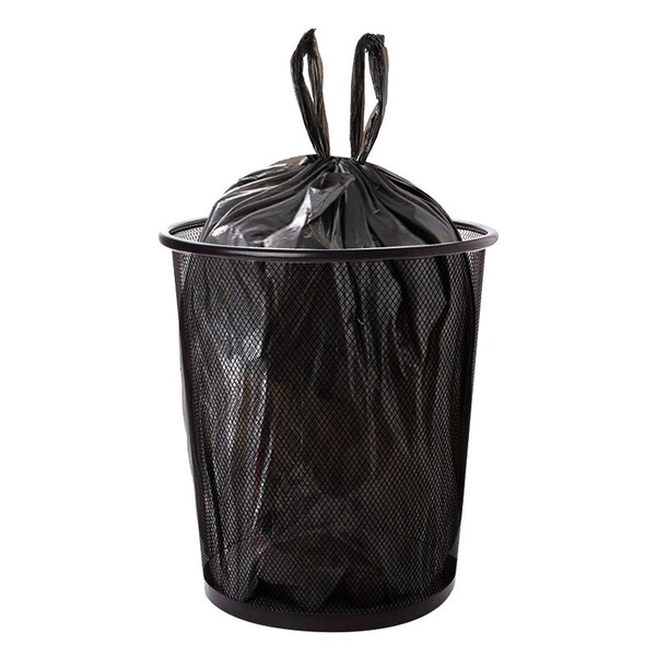 Black handheld capacious garbage bag