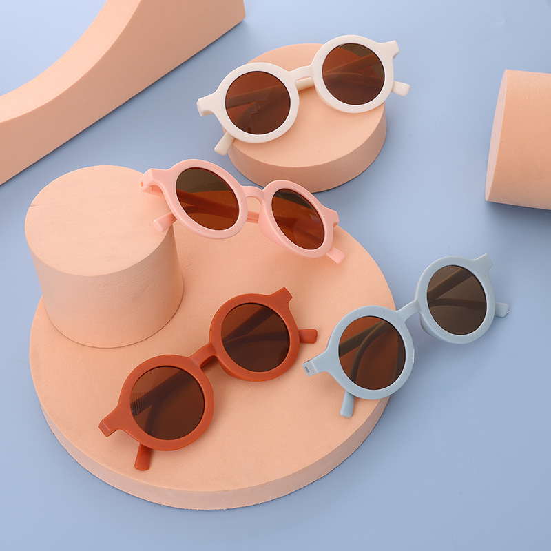 Cute Solid Color Tr Round Frame Full Frame Kids Sunglasses display picture 2