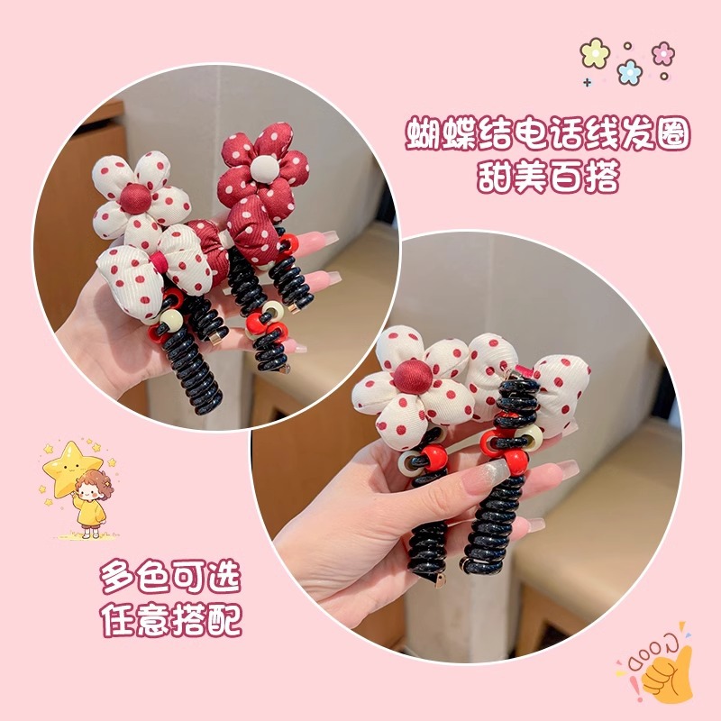 Anchor coreano arco de sangarra punto ondulado línea telefónica anillo de cabello para niños de alto nivel no lastimar el cabello burbuja de cola de caballo trenza