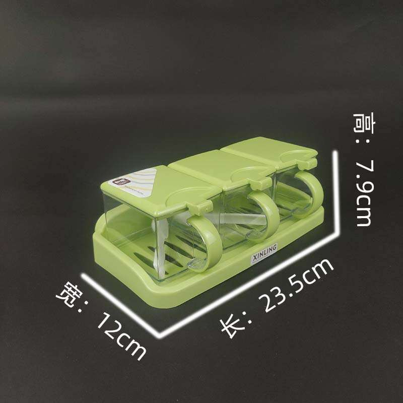 簡易純色白色家庭用中国式壁掛け式キッチンプラスチック多格蓋付き調味料箱スプーン付き調味料箱|undefined