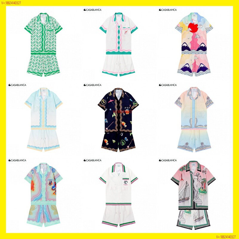 Casablanca Retro Trendy Printed Beach Short-Sleeved Floral Shirt Couple Shorts Set Two-Piece Casablanca Retro Trendy Printed Beach Short-Sleeved Floral Shirt Couple Shorts Set Two-Piece