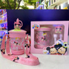 Disney, straw, mixing stick, summer coffee doll for elementary school students, street handheld teapot