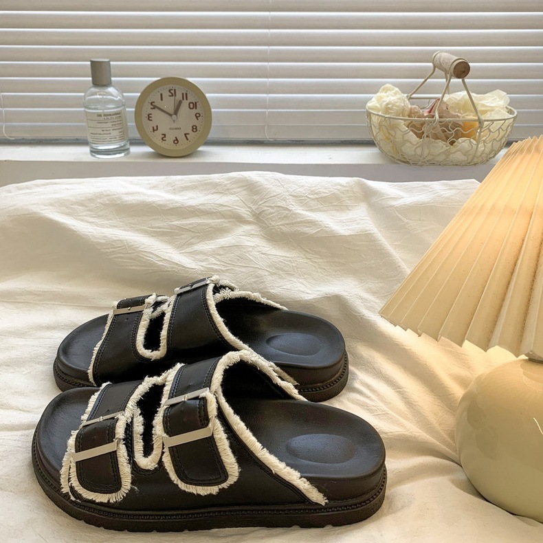 Cross-border tamaño 43 Bocken zapatillas mujeres verano 2026 nuevo muffin zapatillas frías para usar zapatillas de hebilla de suela gruesa universal