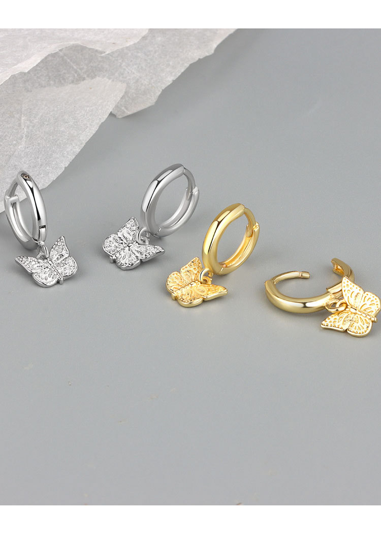 Simple Style Butterfly Copper Patchwork Drop Earrings 1 Pair