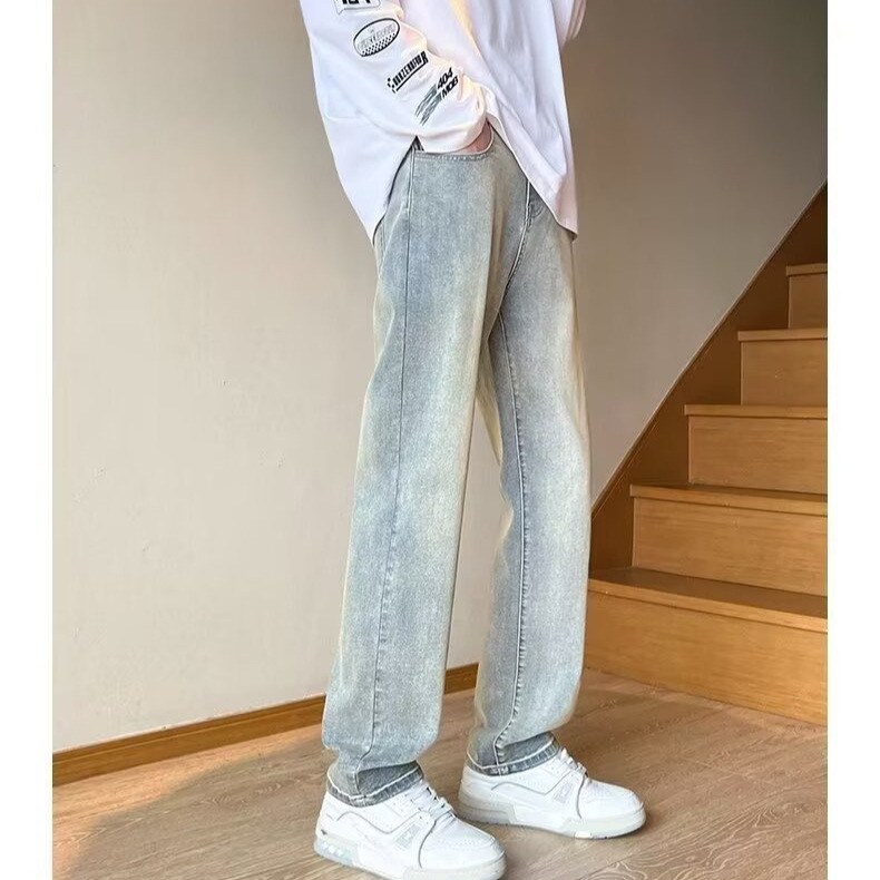 Estilo de Hong Kong hombres de moda verano nuevo estilo 2024 personalidad alfabeto jeans hip-hop ins marea calle alta tendencia pantalones guapos