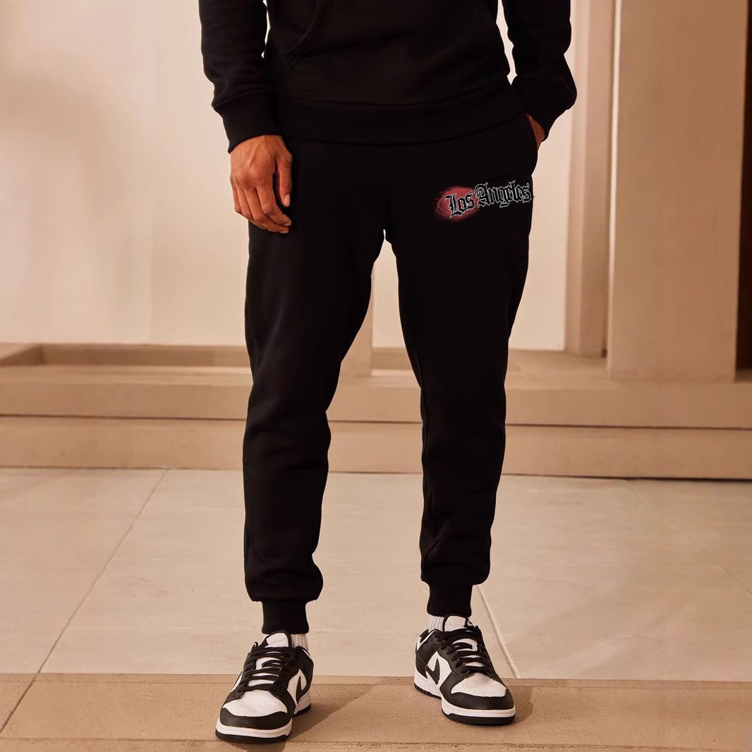 Herrenbekleidung Jahre grenzüberschreitender Trend Straße Retro Sprühfarbe Druck lässig Pullover Anzug_voghion.com