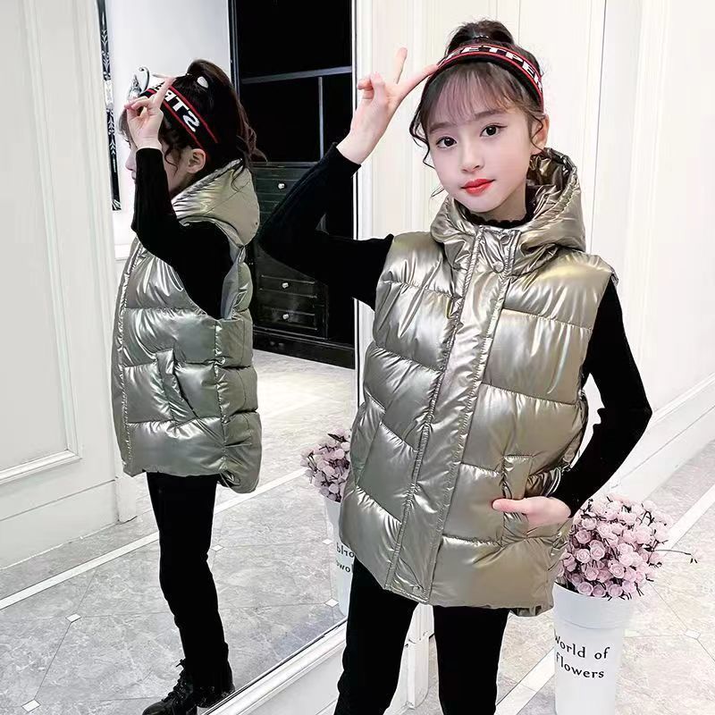 Girls' Vest 2025 Autumn/Winter New Style Thickened Sweatshirt for Medium and Large Children's Clothing Stylish Outerwear No-Wash Jacket