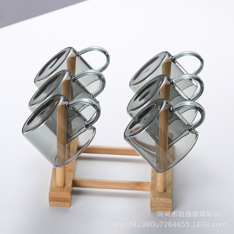 80ml 블랙 스루 컵 6 개 + 컵 홀더