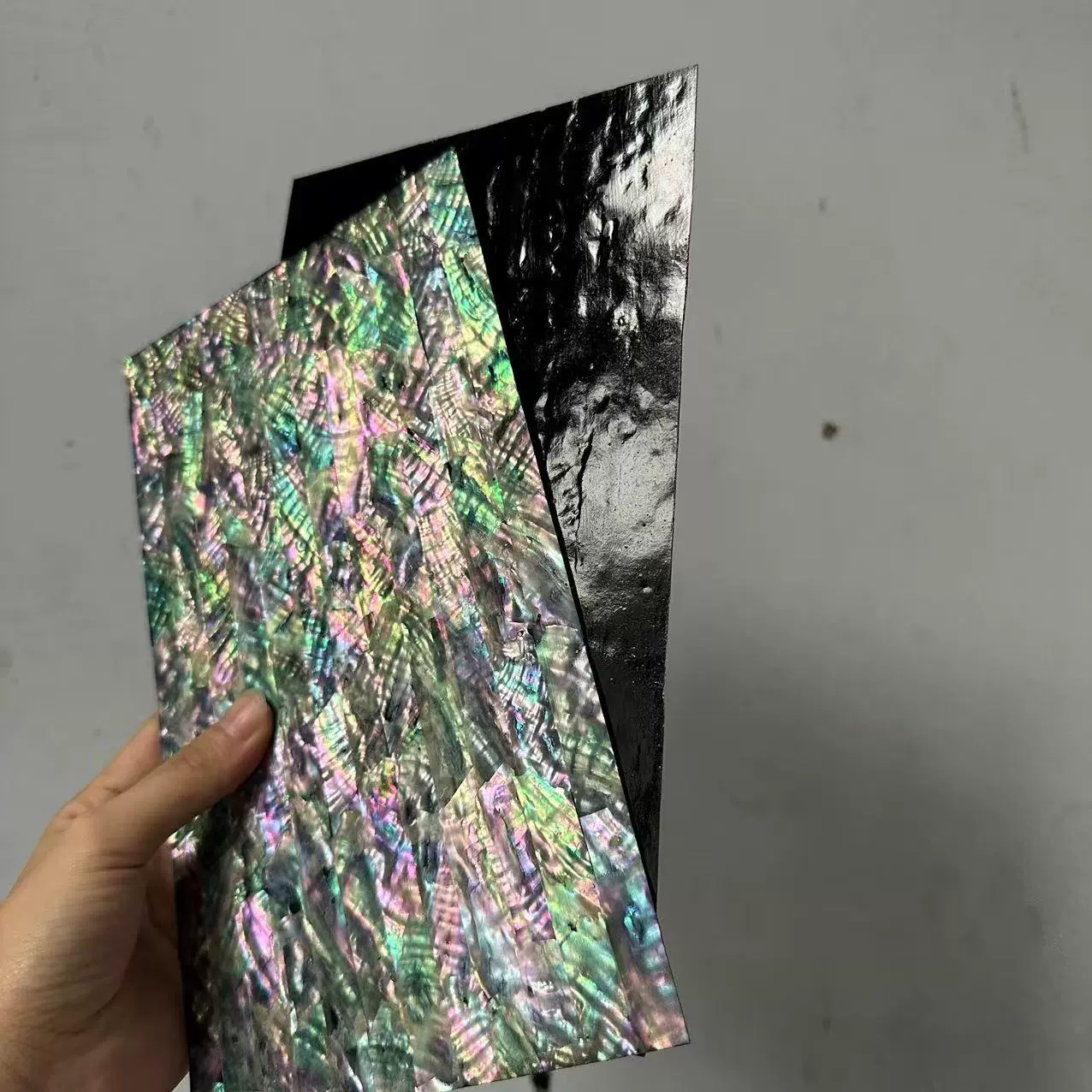 渤海湾鲍鱼壳中片螺钿贝壳片黑底贝壳纸工艺饰品镶嵌材料漆器漆画