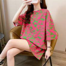 欧美大码中长款宽松短袖t恤女夏季时尚洋气大码女装上衣女T潮批发