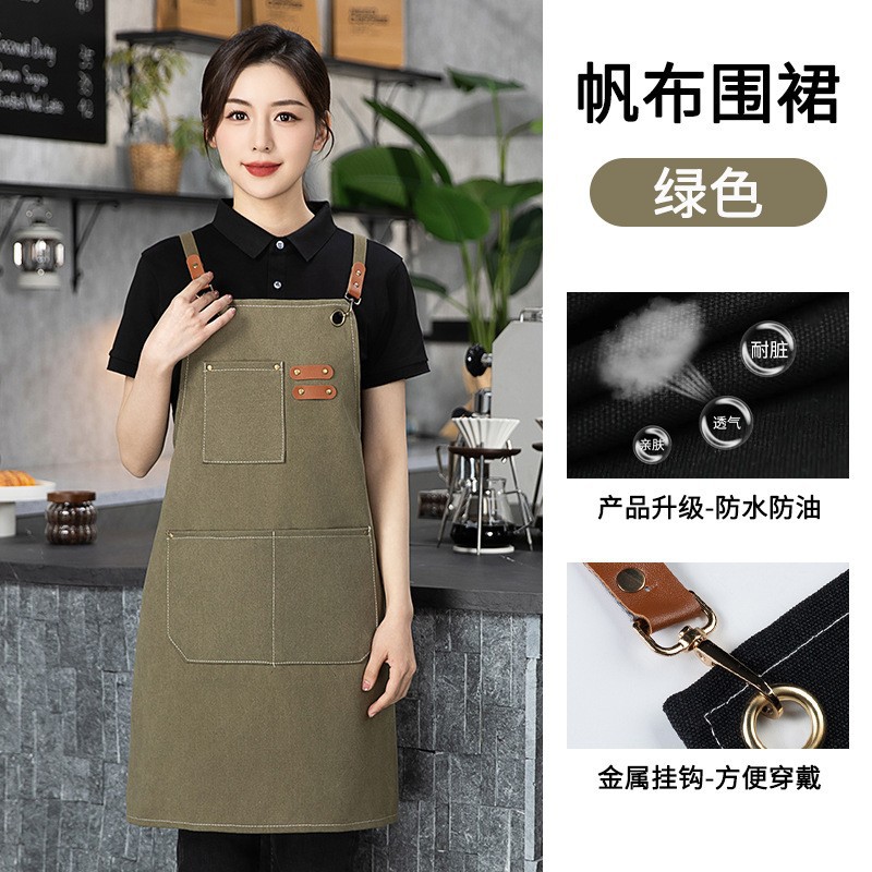 Gran por mayor delantal lienzo a prueba de aceite doméstico té de leche cafetería cocina horticultura ropa de trabajo impresión antisucia un lote