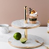 Nordic INS wind natural marble egg cake shelf afternoon tea dessert display platform light luxury double -layer storage tray