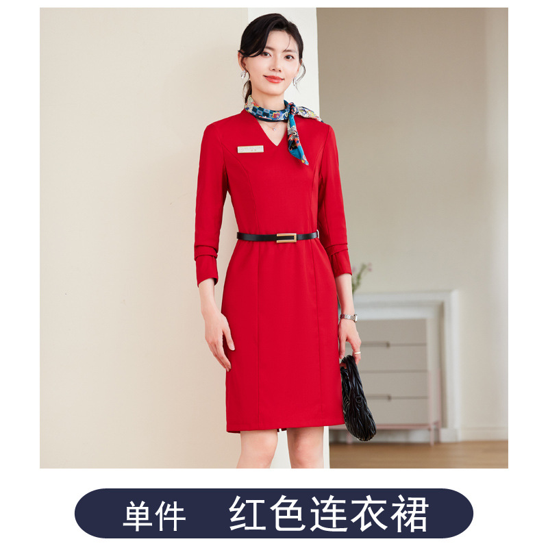 Red dress + belt + silk scarf