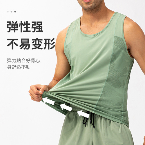 Spring and summer men's sports vest loose T-shirt breathable quick-drying fitness clothing outdoor running training vest 21112