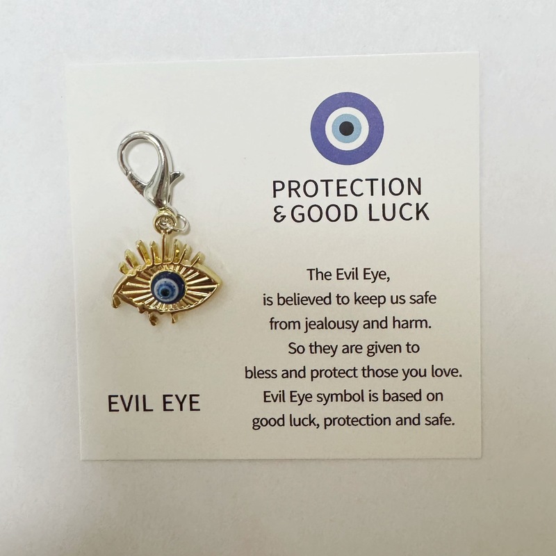 跨境新款PROTECTION GOOD LUCK好运卡贺卡蓝色邪恶之眼钥匙扣挂件|undefined
