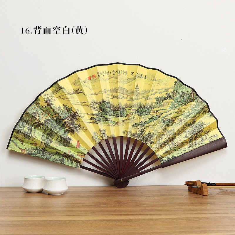 Bambú-como Rosewood Hanfu ventilador antiguo estilo plegable ventilador de seda estilo chino ventilador 10-pulgadas Xuan papel plegable ventilador publicidad ventilador venta al por mayor