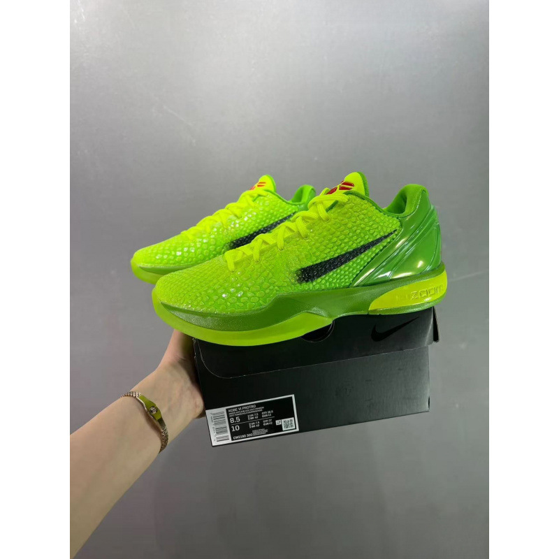 High Version Kobe 6 Green Hornet Practical Basketball Shoes Men's Air Cushion Shock-Absorbing Outdoor Kobe Cement Earth Shoes