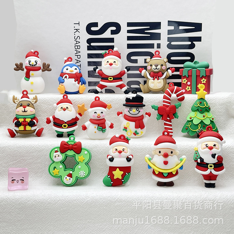 クロスボーダークリスマス立体人形キーホルダーペンダントクリスマス小さなギフトサンタクローススクールバッグペンダントクリスマスツリー|undefined
