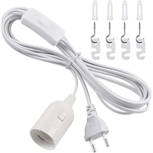 Two-core European gauge plug with 303 switch E27 flame retardant lamp holder power cord solar light cord