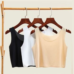 Summer Style Ice Silk Seamless Camisole Women's Short Style Without Breast Pads Breathable Close-Fitting Inner Wear and Inner Wear Recreational