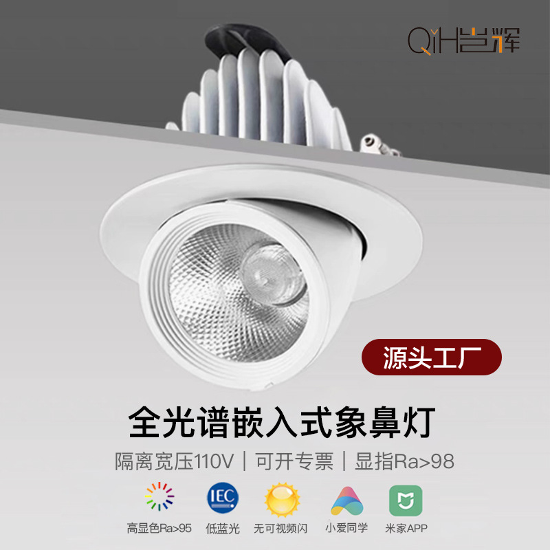 ソース工場調整可能な角度象鼻ランプ LED 天井埋め込み Xiaoai フルスペクトル壁洗浄アンチグレアスポットライト|undefined