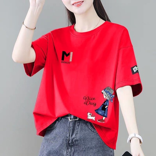 Final order discount short-sleeved t-shirt women's summer new Korean style fashionable loose foreign-style age-reducing all-match top ins