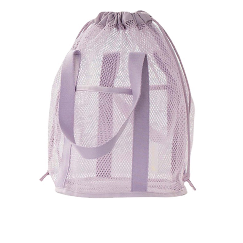 Travel Storage Bag Mesh Hollow Tote Bag Drawstring Pocket Folding Ultra-Light Beach Bag Toiletry Bag Cross-Border