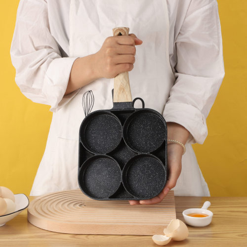 Cross-border medical stone four-hole omelette pan flat bottom non-stick egg pan mini frying pan breakfast pan kitchen artifact frying pan