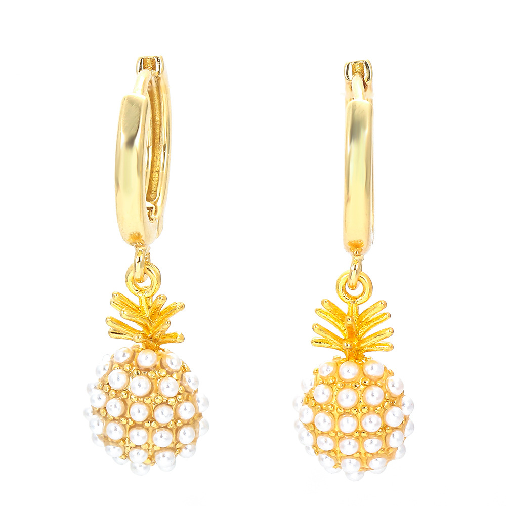 4g Weight Simple Style Fruit Copper Plating Zircon Earrings 1 Pair