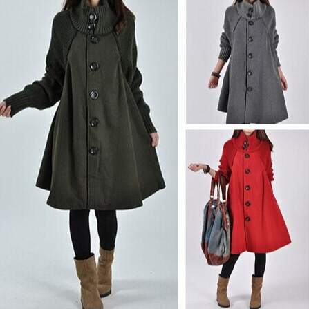 Women's Clothing large size women's mid length loose woolen coat cape woolen windbreaker jacket_voghion.com