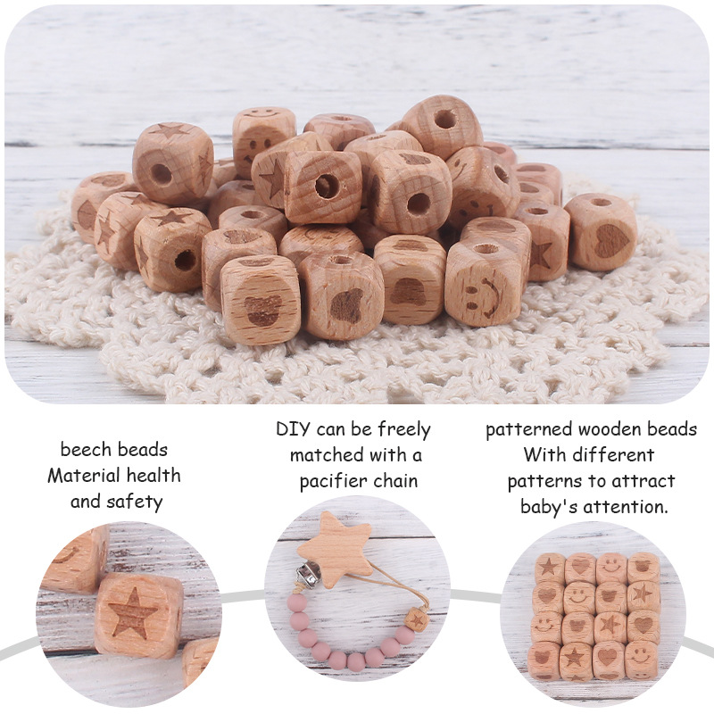 Bebé 12mm haya cuadrado DIY chupete cadena mordedura pulsera molares pequeños accesorios nuevo