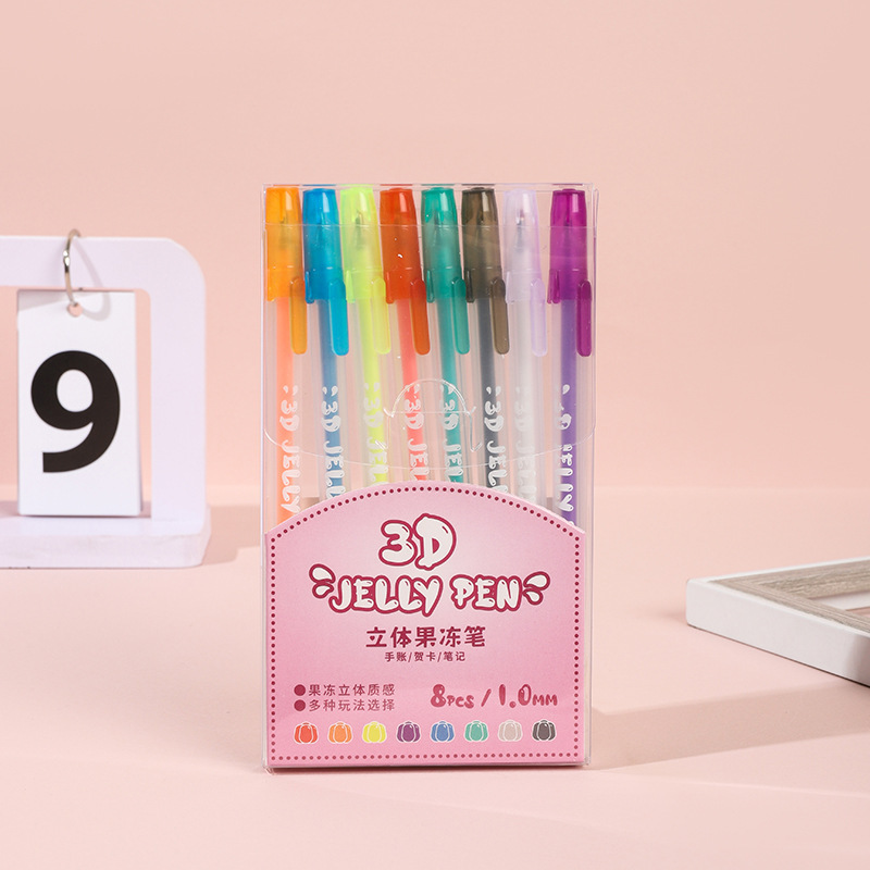 Nuevo color 3D estereoscópio gelatina bolígrafo de color estudiantes bolígrafo de marca de trazos clave bolígrafo de graffiti al por mayor