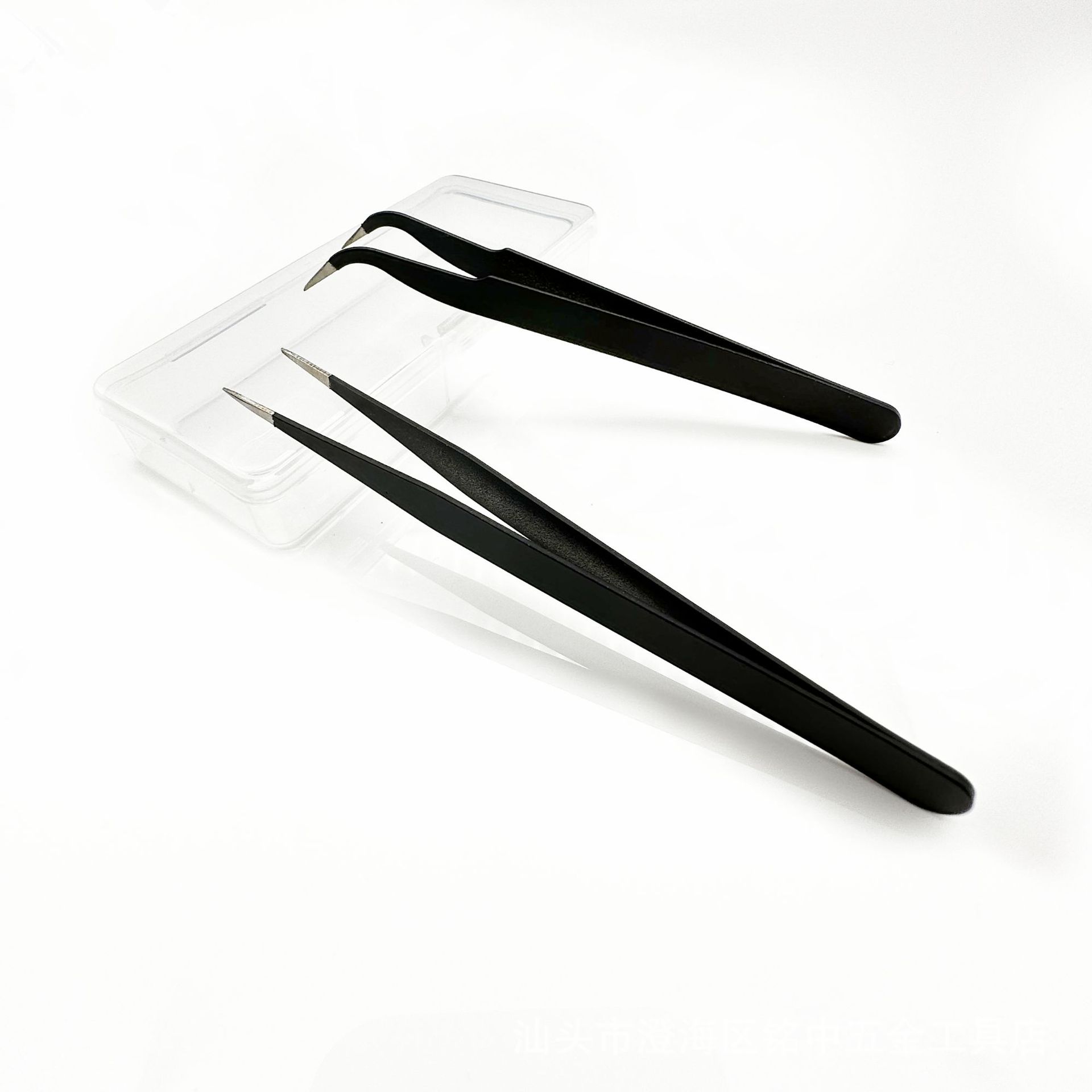 不锈钢手账黑色镊子1.0MM弯头尖头燕窝挑毛美甲嫁接夹子工具