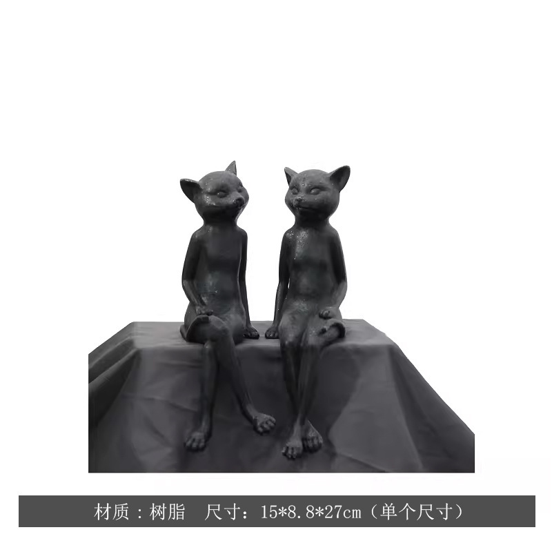 モダンでシンプルなかわいいペットの猫とクマの幾何学的な動物の装飾品北欧ホームモデルルームワインキャビネット子供部屋の装飾|undefined
